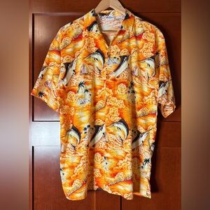 Tropical Orange Fish Print Men's Shirt